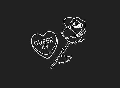 Queer Rose black and white branding heart illustration lgbtq logo queer ky rose