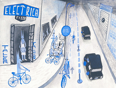 En Bici fanzine gouache illustration ilustracion