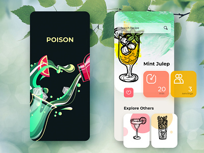 Cocktail recipe finder Concept app app app design appdesigner cocktails colors illustration mobile mobile app mobile app design mobile ui phone app ui ux