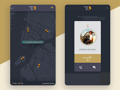 Driver on demand app audio cars cells colors digital driver mobile app shadow swipe uber ui ux
