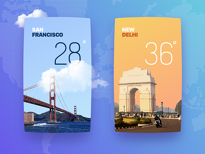 Weather cards options app card mobile newdelhi places sanfrancisco ui weather