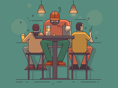 Friday Evening :) beer cigarete evening friday illustration pub vector