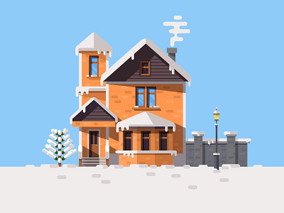 Day View Illustration of Winter House