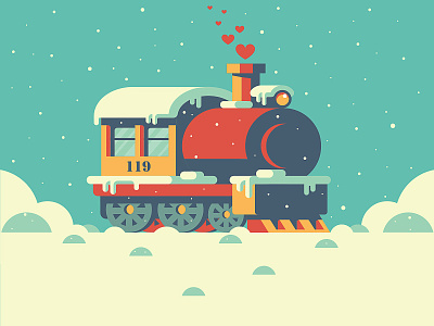 Train happy home illustration love road sky smoke snow snowflake train window winter