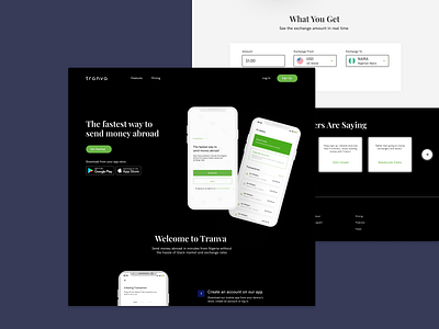 Dark mode finance money transfer landing page app design banking app design finance app finance design fintech app mobile app design mobile design mobile ui design money transfer app online payment ui design uiux user interface user interface design