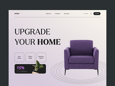 Furniture Web Header concept design e commerce furniture interface minimal shop ui ux web webdesign website