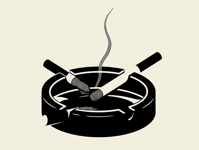 3 cigarettes in an ashtray ashtray black and white cigarette illustration monochrome smoking