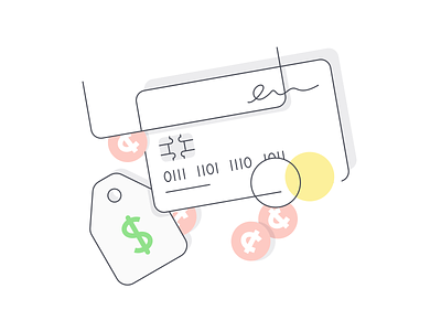 Accepting Payment change chip credit card illustration money payment price tag signature vector