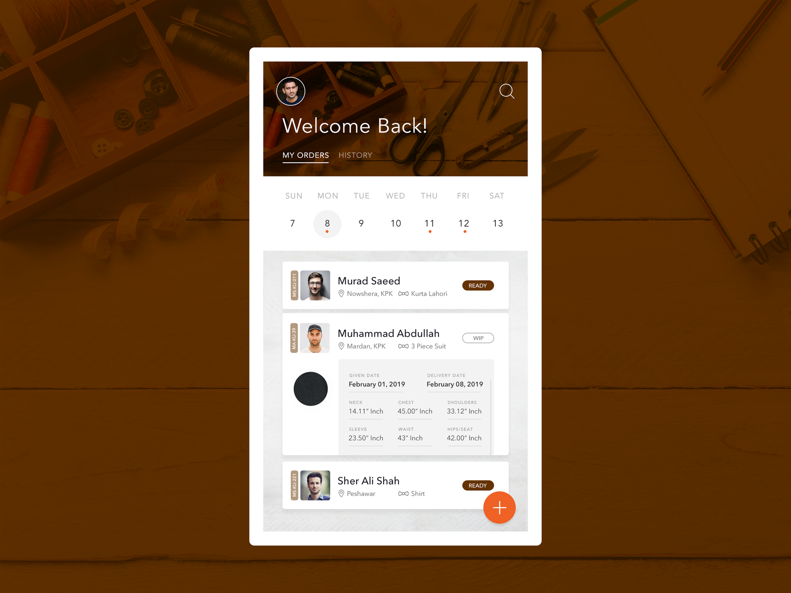 Tailoring App Tailor Side Home Screen by Adnan Mahboob on Dribbble