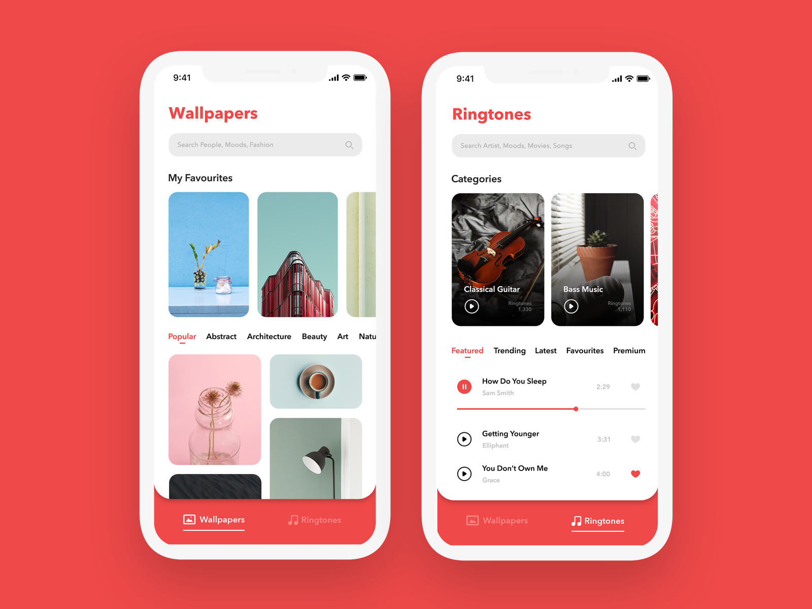 iOS App for Wallpapers/Tones by Adnan Mahboob on Dribbble