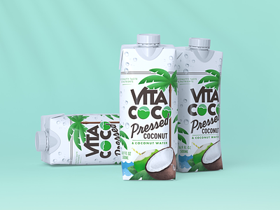Vita Coco Pressed beverage beverage packaging branding coconut drink graphicdesign palm tree product design script tropical vintage