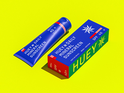 Huey Suncare Packaging army surplus branding outdoor brand outdoors package design packaging primary colors skincare stencil sunscreen
