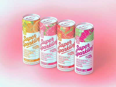 Super Sparkling beverage branding cpg drink lettering packaging product design product packaging refreshing tropical typography