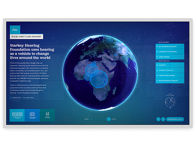 Starkey Interactive Display 3d data visualization data viz globe interactive touch screen web webgl