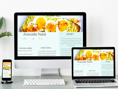 Responsive Recipe Website avocado cooking app foodie recipe app ui ux visual design