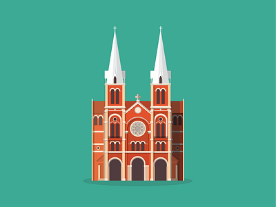 The Saigon Notre Dame Basilica illustrator landmark saigon vietnam