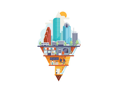 The mysterious tunnel system of downtown Houston houstonia illustration vector
