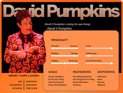 Daivd S Persona app art davidspumpkins design figma figmadesign halloween halloweenthemed persona pumpkinpersona ui ux