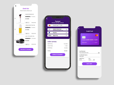 Credit Card Checkout - Cosmetic Online Store App challeng design flat graphic design mobile onboarding ui uidaily ux vector xd
