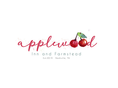 Applewood Farm Logo apple apple logo applewood branding farm food logo illustrator restaurant logo typography versatile logo watercolor logo