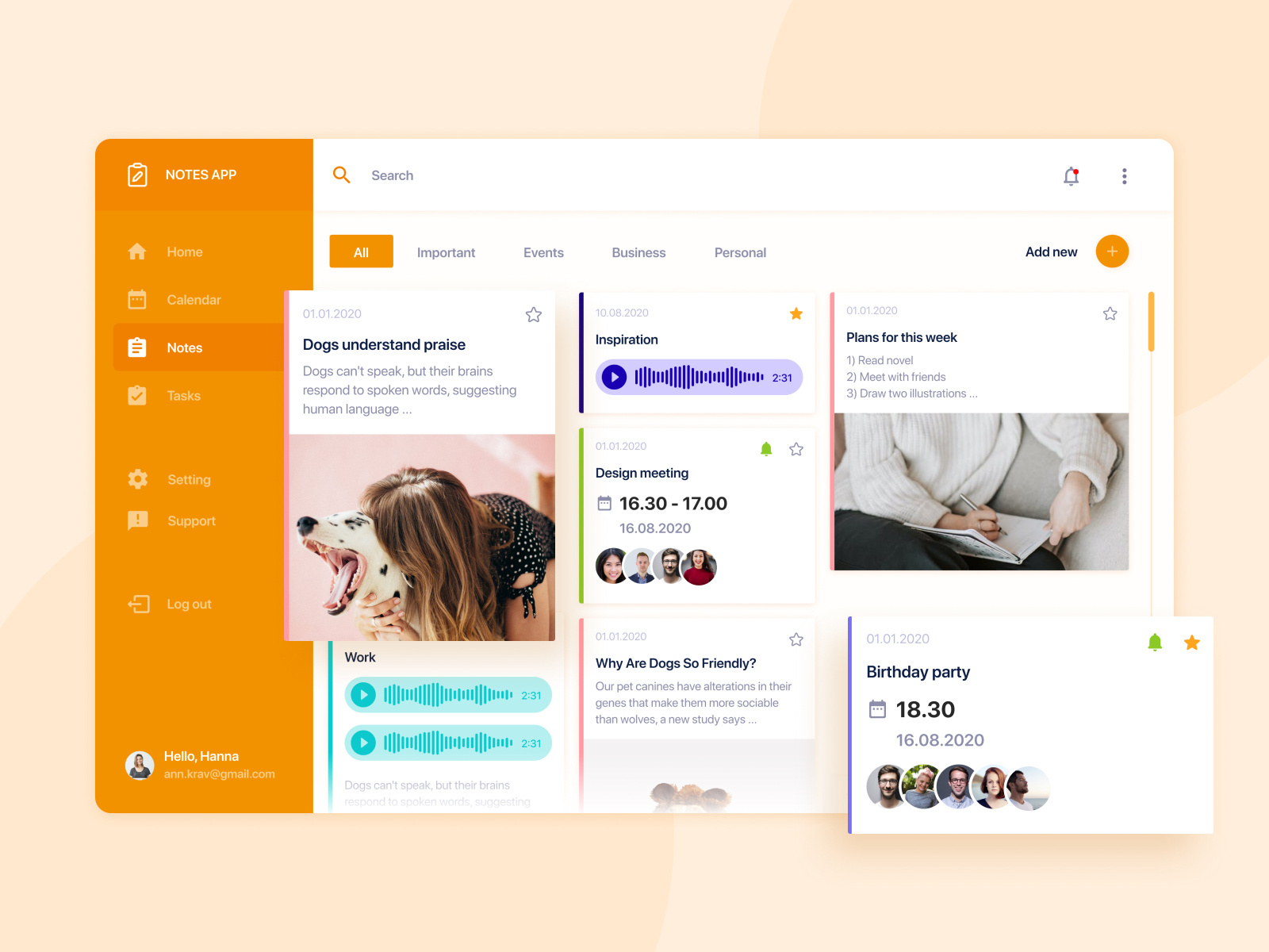 Notes Widget by Hanna Krauchenia for Salt & Bold on Dribbble