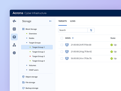 Treeview navigation acronis hci infrastructure storage