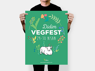Didim VegFest animal festival green illustration poster sheep vegan vegetarian vegfest