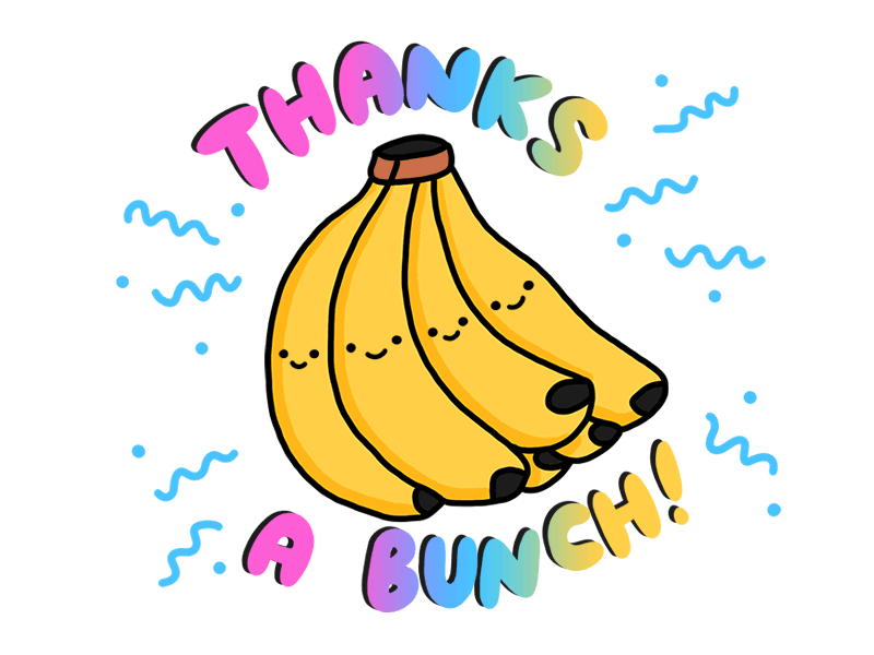Thanks a bunch! animated banana bananas cute doodle gif illustration imessage sticker thanks