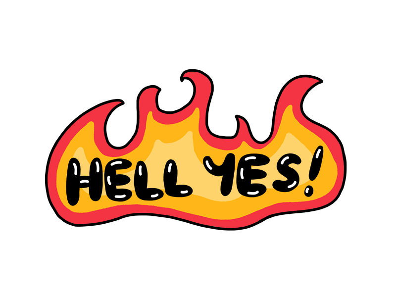 Hell Yes animated fire gif hell illustration imessage snapchat sticker yes