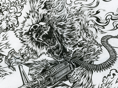 "How Could It All Be?" bear drawing graphite gun illustration pencil traditional