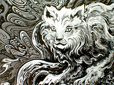 Lynx cat commission drawing illustration ink lynx pen process