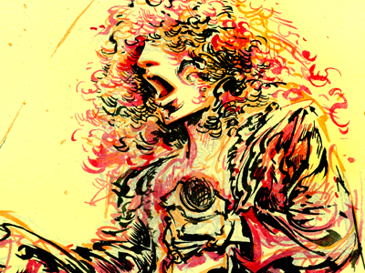 Robert Plant drawing marker mixed media music pen pencil portrait singer traditional