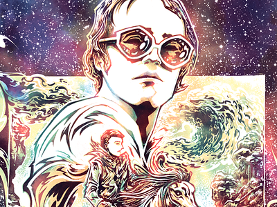 Elton John / Goodbye Roy Rogers art drawing elton john portrait screenprint silkscreen
