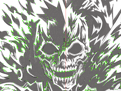 Headbanger drawing gig poster illustration illustrator outline skull