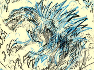 Gojira Prep drawing gojira illustration moleskin sketch thumbnail type