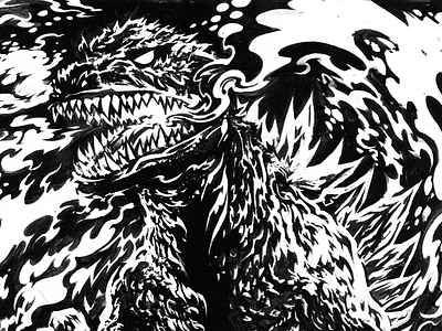 Gojira Raw drawing gig poster gojira gouache graphite illustration monochrome pen