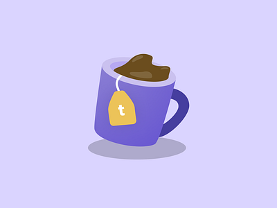 mug of tea flat illustration mug purple tea vector