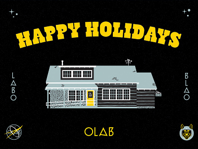OLAB Holiday astro cabin christmas design grays cabin holiday illustration nasa olab space space dog truckee typography vector