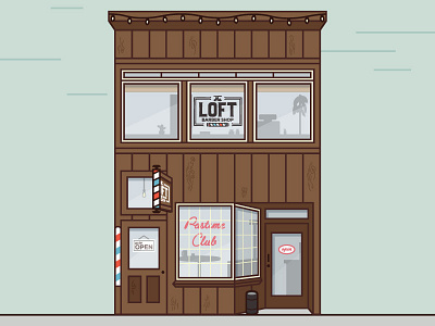 The Loft Barber Shop bar barber building illustration line art minimal