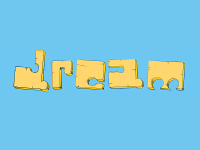 Dream blue custom dream. illustration letters puzzle snowboard typography yellow