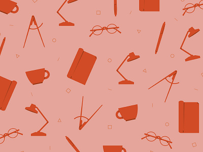 Tools of the Trade architect flat icons illustration minimal pattern red salmon shapes. tools