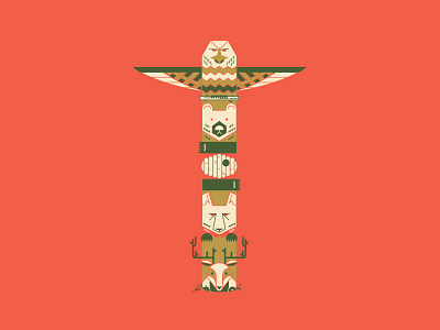 Tahoe Totem abstract. animals earthy flat illustration line art minimal modern native native american red totem