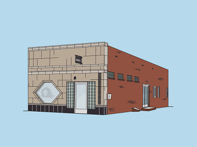 Coffeebar Reno building building illustration coffee flat illustration line art lion minimal reno shop