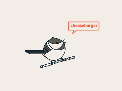 The Mountain Chickadee animal bird card. cheeseburger flat funny illustration line art minimal song tan