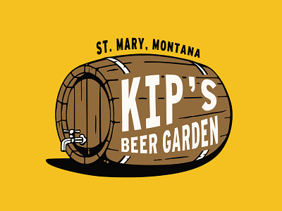 Gettin' Kipsy barrel beer brew garden glacier national park illustration logo montana wood