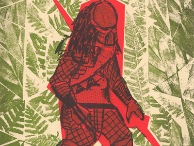 Villian 02: Predator alien green jungle photocopy predator red silkscreen versus villain