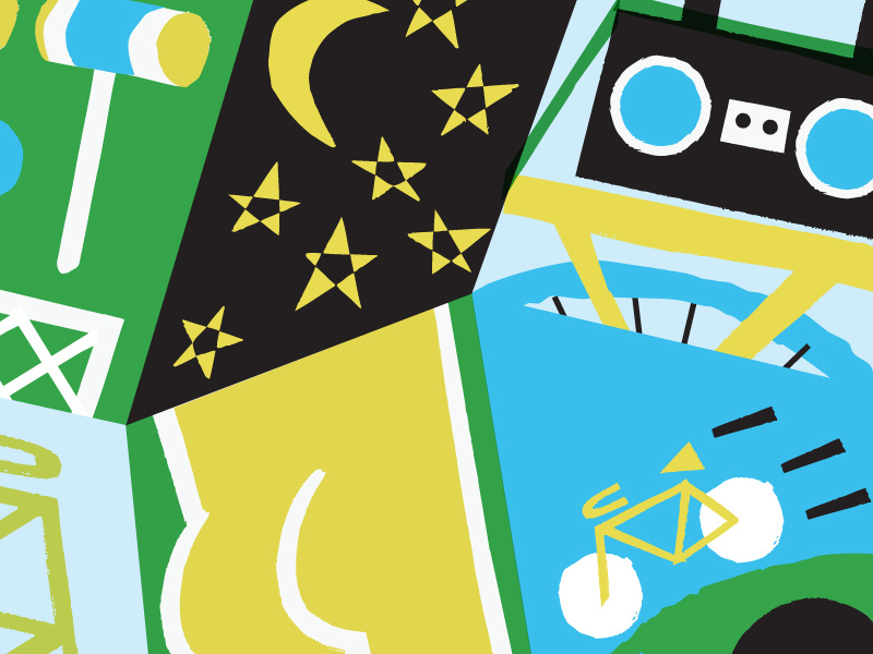 Summer Fun shapes three color silk screen