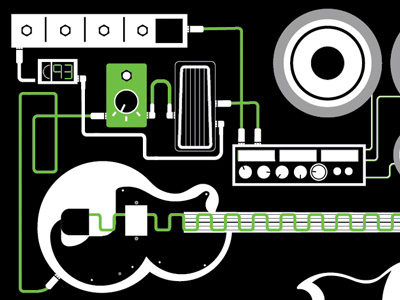 Bass Rig bass cables electronic guitar illustration music