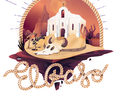 El Paso desert illustration illustrator photoshop poster sunset texas
