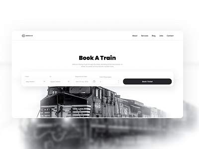 Train Booking Landing Page - Hero Section minimal web website